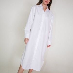 BASERANGE The Ole Shirt Dress in White Cotton Poplin French Summer Staple Size S